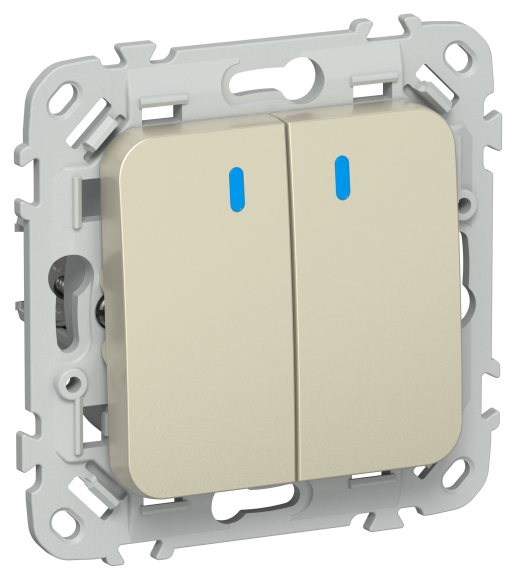 IEK FLITE Выключатель 2-клавишный с индикацией 10А ВС12-1-1-ФлШ шампань IEK, FI-V20-1-10-1-K37
