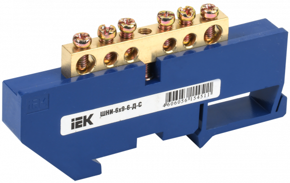 IEK Шина N "ноль" на DIN-изол ШНИ-6х9-6-Д-С IEK, YNN10-69-6D-K07