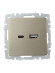 IEK BRITE Розетка USB A+C 18Вт РЮ11-1-БрШ шампань IEK, BR-U22-018-K37