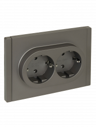 FORTE&PIANO Розетка 2-местная с заземлением без защитных шторок безвинтовое крепление 16А FP524 сталь , FP-R21-16-1-K46