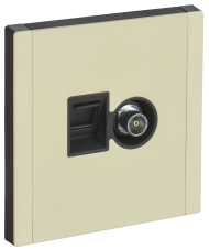 FORTE&PIANO Розетка двойная TV+RJ45 кат.5E FP836M металл серый сланец IEK, FP-AK20-1-M-K41