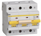 KARAT Автоматический выключатель ВА47-100 3P D 63А 10кА IEK, MVA40-3-063-D