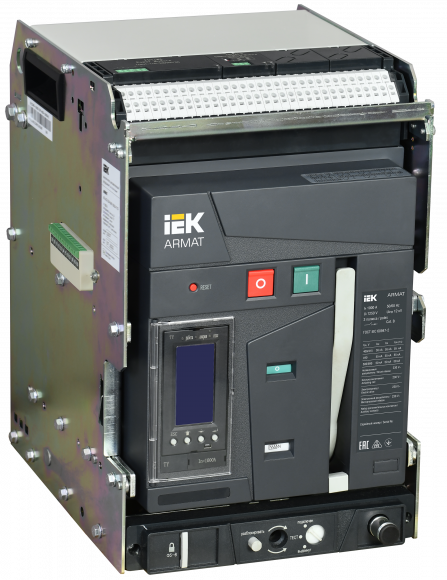 IEK ARMAT AR-A2C TY10 3P W HR/VR Выключатель автоматический воздушный 55кА расцепитель TY 1000А 3P выдвижной с аксессуарами ~220-240В: реле отключения, реле включения, моторный привод IEK, AR-ACB-3VA-055-1000A-TYCF