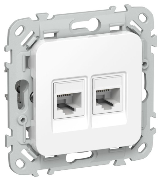 IEK FLITE Розетка 2-местная RJ45/RJ11 категория 5Е/3 UTP РКТ5е/3-2-0-ФлБ белый IEK, FI-KT22-1-K01