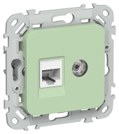 FLITE Розетка 2-местная RJ45/TV категория 5Е UTP РКТВ5е-2-0-ФлФ фисташковый IEK, FI-AK22-1-K93