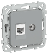 FLITE Розетка 2-местная RJ45/TV категория 6 UTP РКТВ6-2-0-ФлС серый IEK, FI-AK22-2-K03