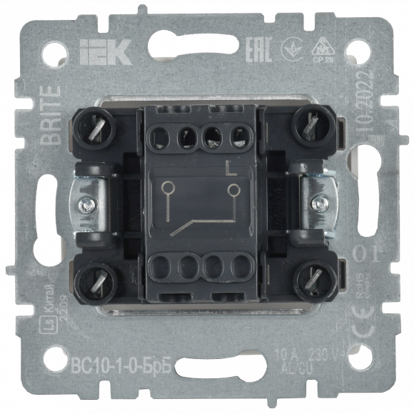 IEK BRITE Выключатель 1-клавишный 10А ВС10-1-0-БрБ белый IEK, BR-V10-0-10-K01