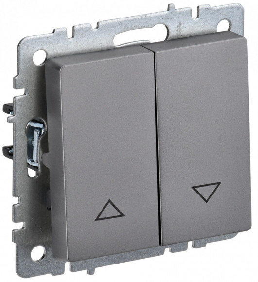 IEK BRITE Выключатель жалюзи 10А ВС10-1-5-БрС сталь IEK, BR-V15-0-10-K46