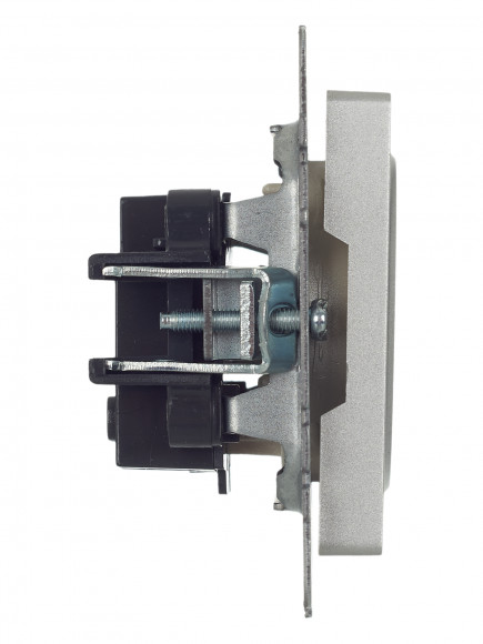 IEK BRITE Розетка 1-местная без заземления без защитных шторок 10А РС10-1-0-БрА алюминий , BR-R10-10-K47