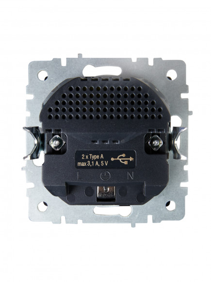 IEK BRITE Розетка 1-местная с заземлением с защитными шторками 16А с USB A+A 5В 3,1А РЮш10-2-БрМ маренго , BR-R14-16-U21-D31-K35