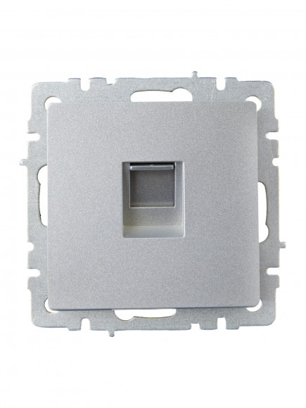 IEK BRITE Розетка компьютерная RJ45 кат.6 РК11-БрА алюминий , BR-K10-2-K47