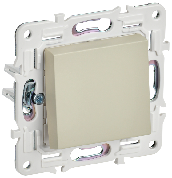 IEK SKANDY Выключатель 1-клавишный проходной 10А SK-V02Sa песочный , SK-V12-0-10-K98