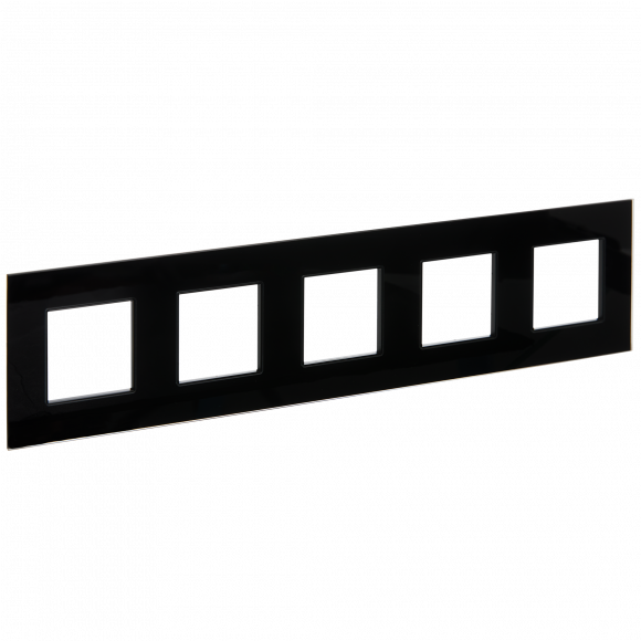 IEK SKANDY Рамка 5-местная SK-F25Bl стекло черный IEK, SK-M52-G-K02