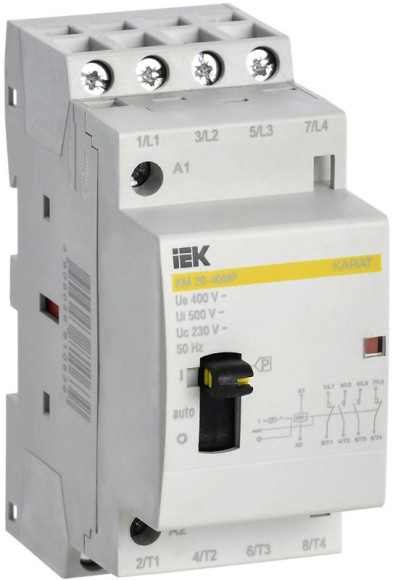 IEK Контактор модульный с ручным управлением КМ20-40МР AC KARAT IEK, MKK12-20-40