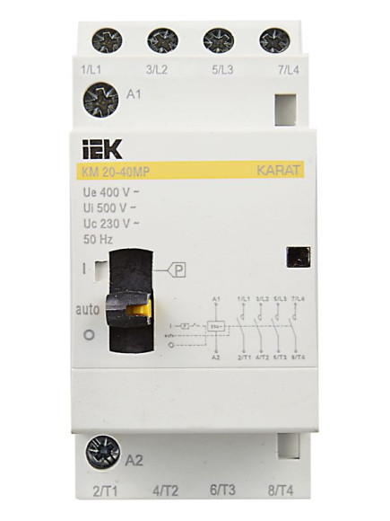 IEK Контактор модульный с ручным управлением КМ20-40МР AC KARAT IEK, MKK12-20-40