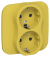 IEK FLITE Розетка 2-местная с заземлением с защитными шторками 16А РСш12-0-А-ФлЖК желтый карри IEK, FI-R24A-16-K44