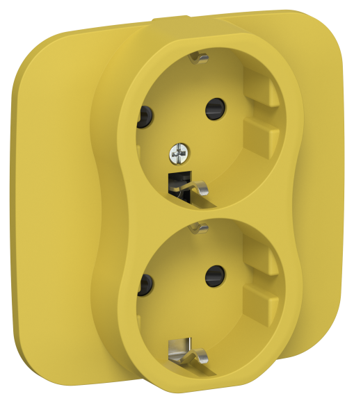 IEK FLITE Розетка 2-местная с заземлением с защитными шторками 16А РСш12-0-А-ФлЖК желтый карри IEK, FI-R24A-16-K44