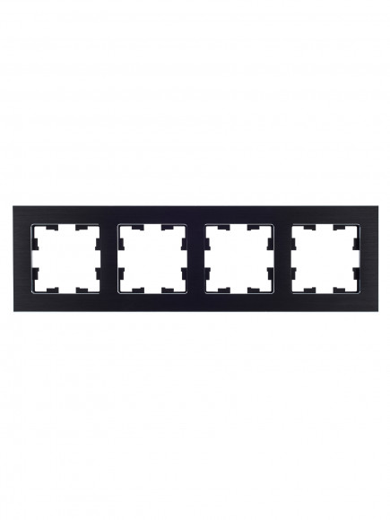 IEK BRITE Рамка 4 -местная РУ-4-1-БрЧ металл черный , BR-M42-M-K02