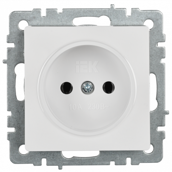IEK BRITE Розетка 1-местная без заземления без защитных шторок 10А РС10-1-0-БрБ белый , BR-R10-10-K01