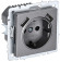 IEK BRITE Розетка 1-местная с заземлением с защитными шторками 16А с USB A+A 5В 3,1А РЮш10-2-БрС сталь , BR-R14-16-U21-D31-K46
