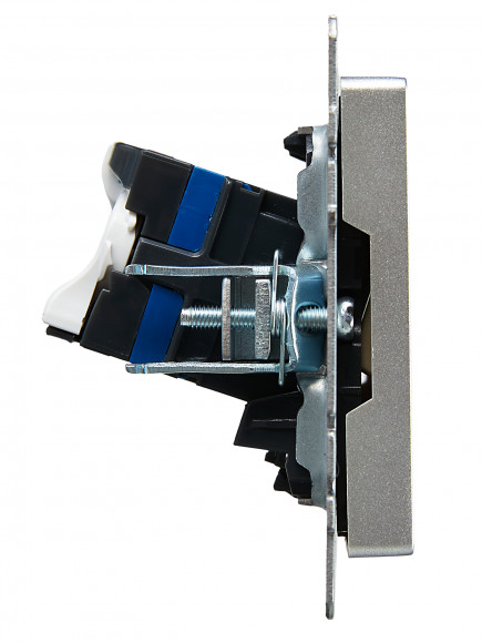 IEK BRITE Розетка компьютерная двойная RJ45 кат.6 РК11-2-БрА алюминий , BR-K20-2-K47