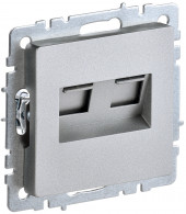 BRITE Розетка компьютерная двойная RJ45 кат.6 РК11-2-БрА алюминий IEK, BR-K20-2-K47