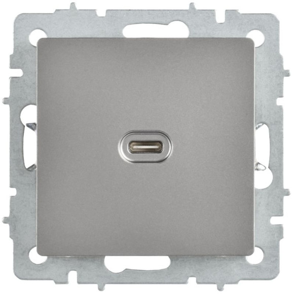IEK BRITE Розетка USB C 65Вт высокоскоростная зарядка РЮ12-1-БрС сталь IEK, BR-U13-065-K46