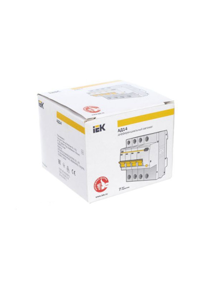 IEK KARAT Дифференциальный автомат АД14 4P 25А 100мА тип AC IEK, MAD10-4-025-C-100
