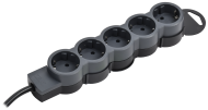 STANDARD Удлинитель У05 5 мест 2P+PE 1,5м 3х1,5мм2 16А черный IEK, 695046
