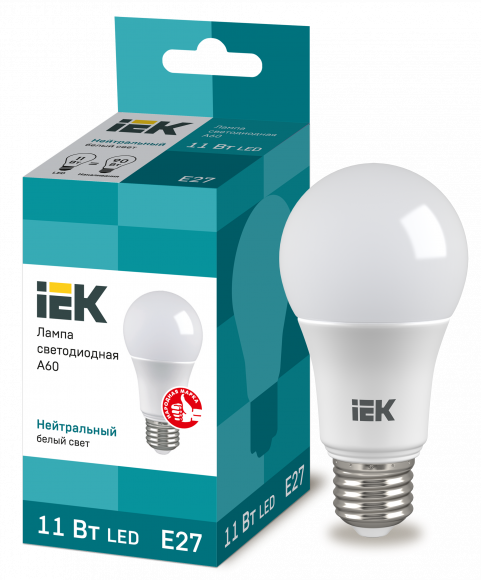 IEK Лампа светодиодная A60 груша 11Вт 230В 4000К E27 IEK, LLE-A60-11-230-40-E27