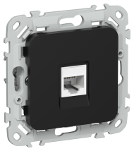 FLITE Розетка компьютерная RJ45 категория 5Е UTP РК5е-1-0-ФлЧ черный IEK, FI-K12-1-K02