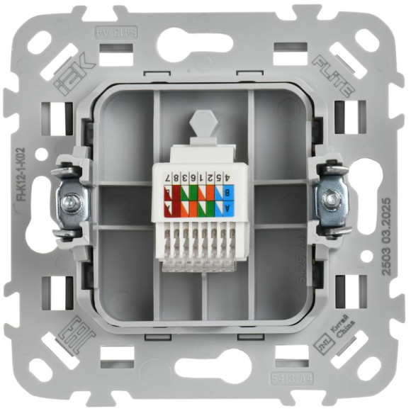 IEK FLITE Розетка компьютерная RJ45 категория 5Е UTP РК5е-1-0-ФлЧ черный IEK, FI-K12-1-K02