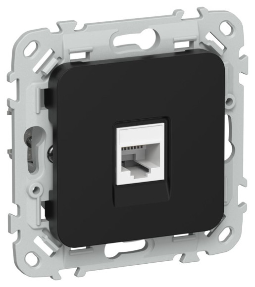 IEK FLITE Розетка компьютерная RJ45 категория 5Е UTP РК5е-1-0-ФлЧ черный IEK, FI-K12-1-K02
