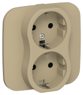 FLITE Розетка 2-местная с заземлением без защитных шторок безвинтовое крепление 16А РС12-1-А-ФлХ хаки IEK, FI-R21A-16-1-K59