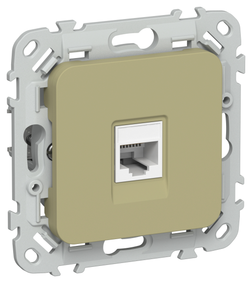 IEK FLITE Розетка компьютерная RJ45 категория 6 UTP РК6-1-0-ФлО оливковый IEK, FI-K12-2-K26
