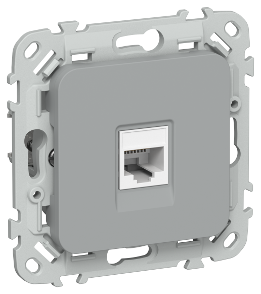 IEK FLITE Розетка компьютерная RJ45 категория 5Е UTP РК5е-1-0-ФлС серый IEK, FI-K12-1-K03