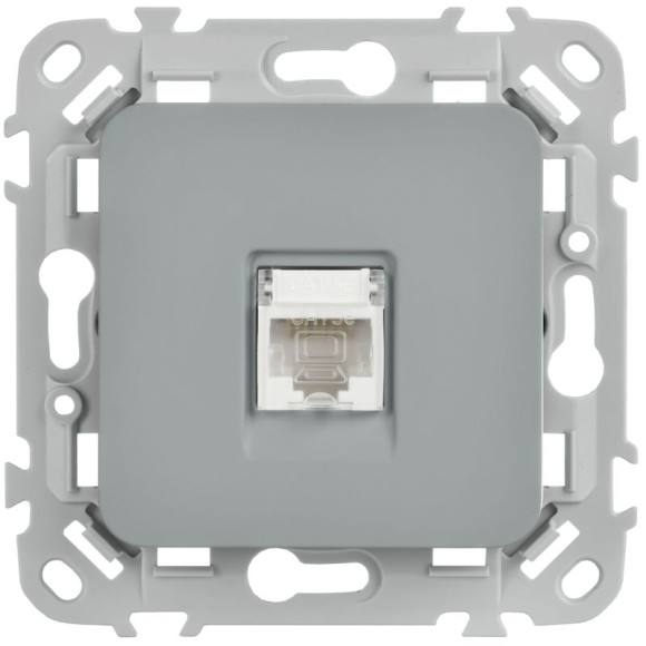 IEK FLITE Розетка компьютерная RJ45 категория 5Е UTP РК5е-1-0-ФлС серый IEK, FI-K12-1-K03