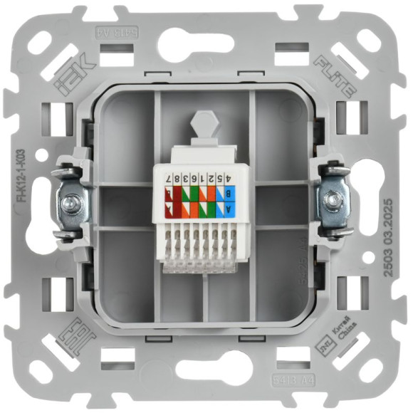 IEK FLITE Розетка компьютерная RJ45 категория 5Е UTP РК5е-1-0-ФлС серый IEK, FI-K12-1-K03