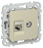 FLITE Розетка 2-местная RJ45/TV категория 6 STP РКТВ6-2-1-ФлШ шампань IEK, FI-AK21-2-K37