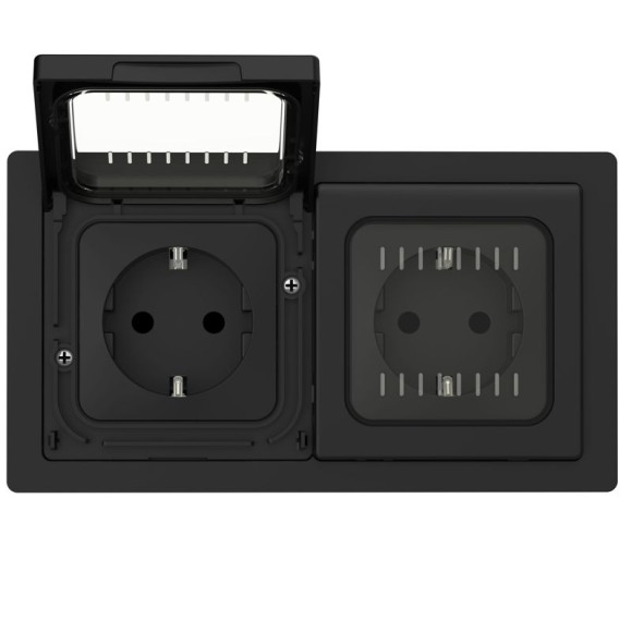 IEK FLITE Рамка 2-местная IP55 Рпро-2-55-ФлЧ черный IEK, FI-M20-32-55-K02