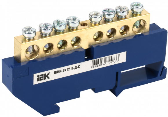 IEK Шина N "ноль" на DIN-изол ШНИ-8х12-8-Д-С IEK, YNN10-812-8D-K07