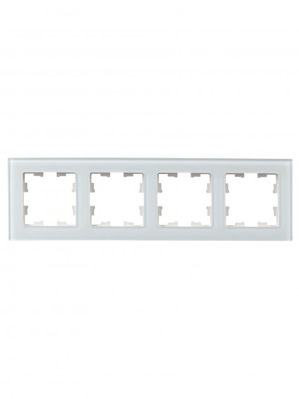 IEK BRITE Рамка 4 -местная РУ-4-2-БрБ стекло белый , BR-M42-G-K01