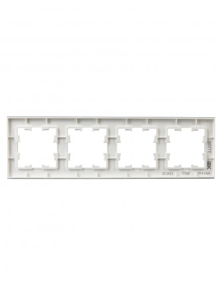 IEK BRITE Рамка 4 -местная РУ-4-2-БрБ стекло белый , BR-M42-G-K01