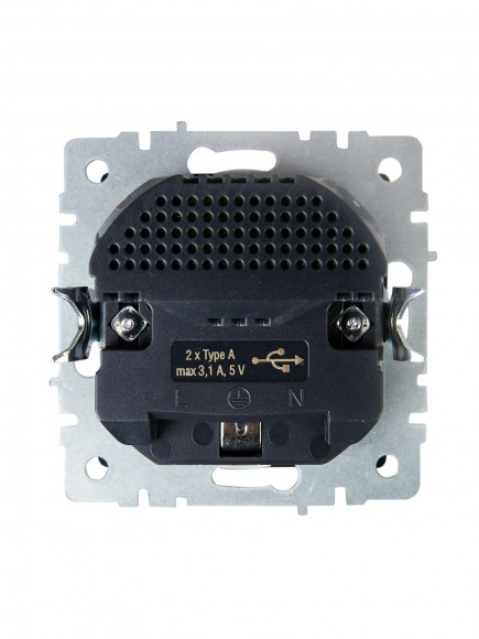 IEK BRITE Розетка 1-местная с заземлением с защитными шторками 16А с USB A+A 5В 3,1А РЮш10-2-БрТБ темная бронза , BR-R14-16-U21-D31-K45