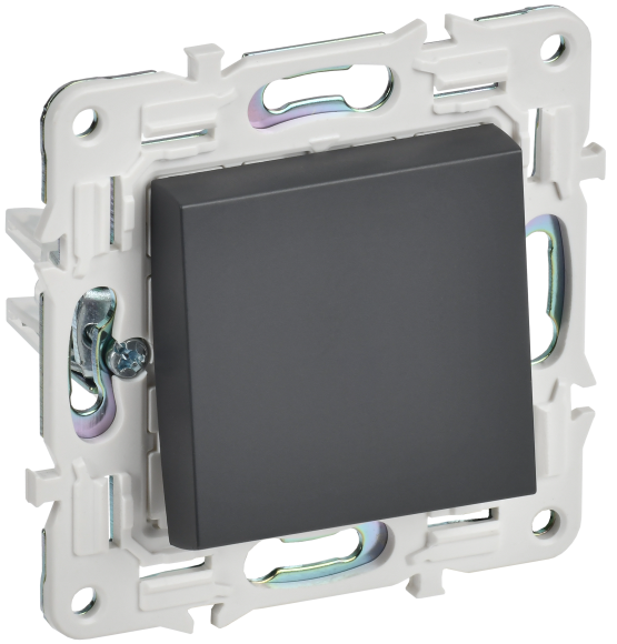 IEK SKANDY Выключатель 1-клавишный проходной 10А SK-V02T титан , SK-V12-0-10-K48