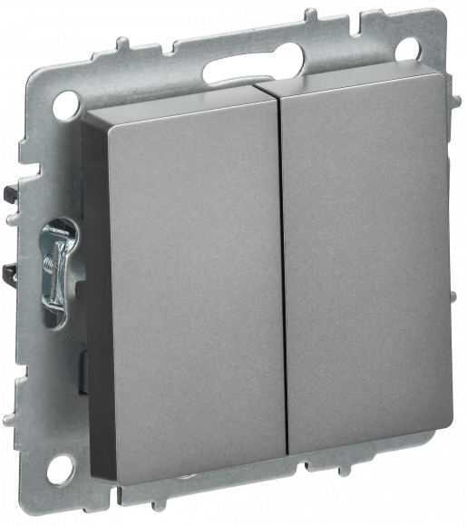 IEK BRITE Выключатель 2-клавишный перекрестный 10А ВС10-2-3-БрС сталь , BR-V23-0-10-K46