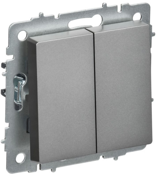 IEK BRITE Выключатель 2-клавишный перекрестный 10А ВС10-2-3-БрС сталь IEK, BR-V23-0-10-K46