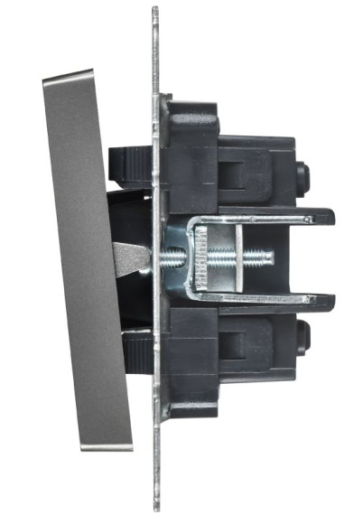 IEK BRITE Выключатель 2-клавишный перекрестный 10А ВС10-2-3-БрС сталь IEK, BR-V23-0-10-K46