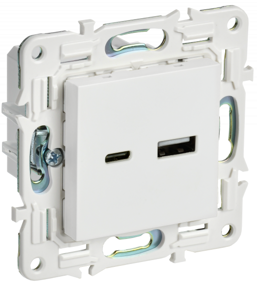 IEK SKANDY Розетка USB A+C 18Вт SK-R13W арктический белый IEK, SK-U22-018-K01