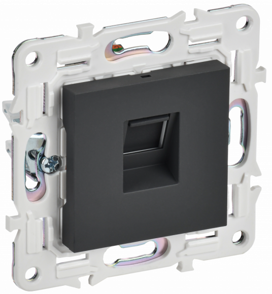IEK SKANDY Розетка компьютерная RJ45 кат.6 SK-K02G графит IEK, SK-K10-2-K53